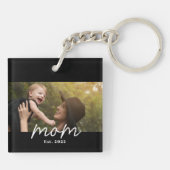 Mom Established Modern Script Photo Sleutelhanger (Achterkant)