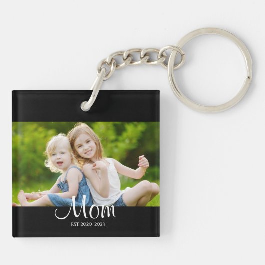 Mom Established Modern Script Photo Sleutelhanger (Achterkant)