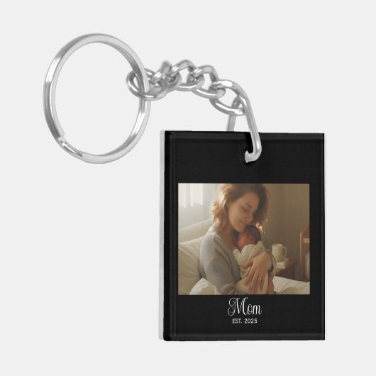 Mom Established Modern Script Photo Sleutelhanger (Voorkant Links)