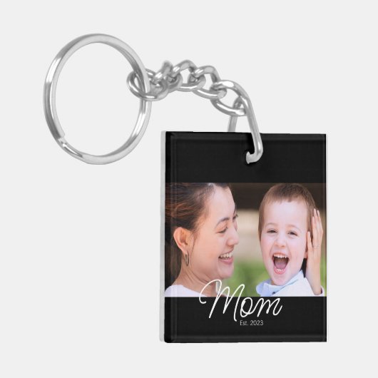 Mom Established Modern Script Photo Sleutelhanger (Voorkant Links)