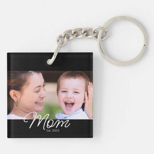 Mom Established Modern Script Photo Sleutelhanger (Achterkant)