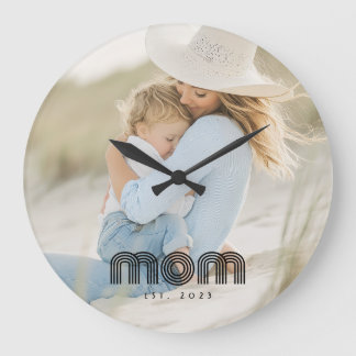 Mom Established Modern White Script Photo  Grote Klok