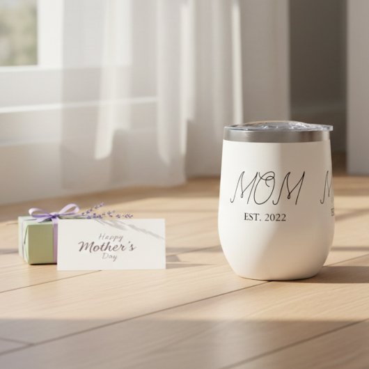 Mom Established New Mom Gift Thermal Wine Tumbler