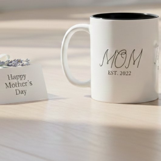 Mom Established New Mom Gift Two-Tone Coffee Mug