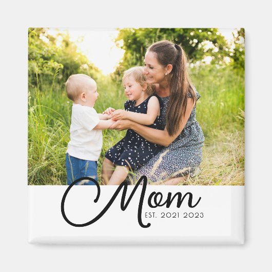Mom Established Photo Gift Magnet Magneet (Voorkant)