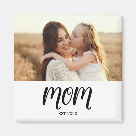 Mom Established Photo Gift Magnet Magneet (Voorkant)