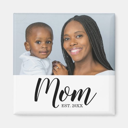 Mom Established Photo Gift Magnet Magneet (Voorkant)