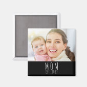 Mom Established Photo Gift Magnet Magneet (Voorkant / Achterkant)