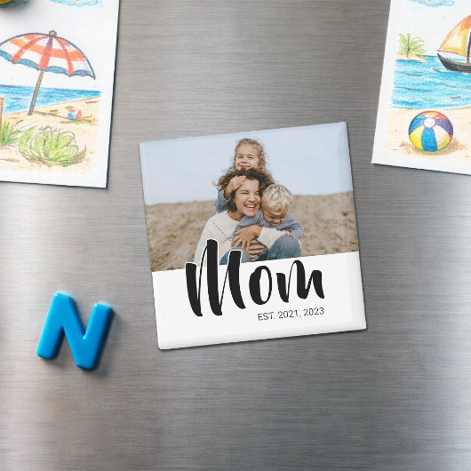 Mom Established Photo Gift Magnet Magneet