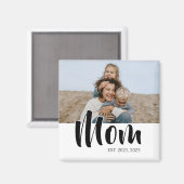 Mom Established Photo Gift Magnet Magneet (Voorkant / Achterkant)