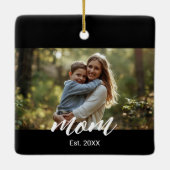 Mom Established Photo Mother's Day Keramisch Ornament (Achterkant)
