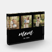 Mom Established Script 3 Photo Acrylic Block Fotoblokken (Links)