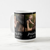 Mom Established Script Black 3 Photo Coffee Mug (Devant gauche)