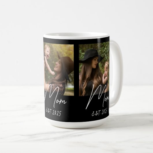 Mom Established Script Black 3 Photo  Coffee Mug (Devant droit)