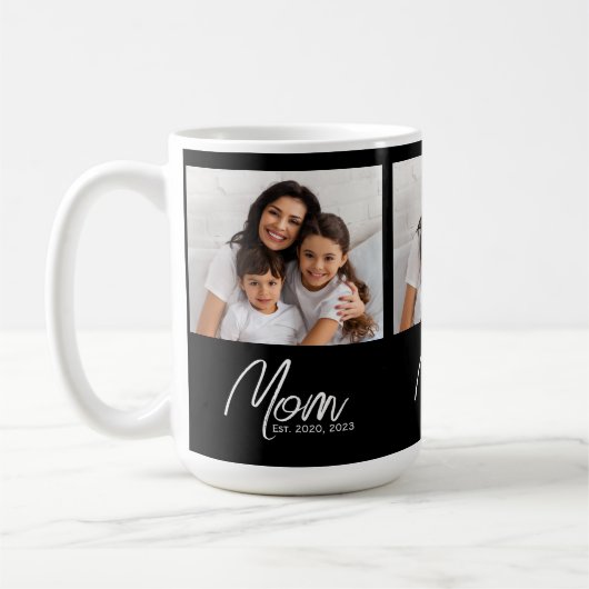 Mom Established Script Black 3 Photo Coffee Mug Koffiemok (Links)