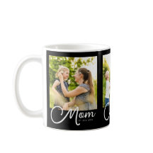 Mom Established Script Black 3 Photo Coffee Mug