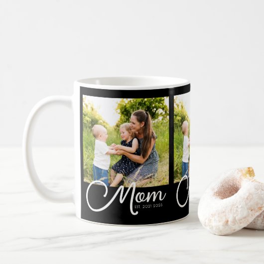 Mom Established Script Black 3 Photo Koffiemok (Met donut)