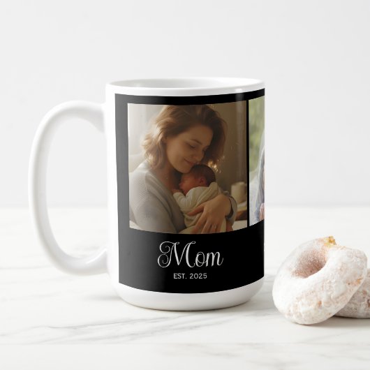 Mom Established Script Black 3 Photo Koffiemok (Met donut)