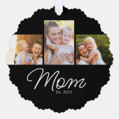 Mom Established Script Black 3 Photo Ornament Kaart (Voorkant)