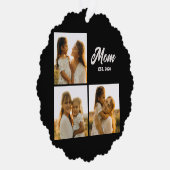 Mom Established Script Black 3 Photo Ornament Kaart (Rechts)