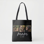 Mom Established Script Black 3 Photo Tote Bag (Devant)