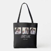 Mom Established Script Black 3 Photo Tote Bag (Dos)