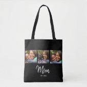 Mom Established Script Black 3 Photo Tote Bag (Devant)
