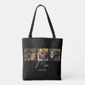 Mom Established Script Black 3 Photo Tote Bag (Achterkant)