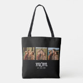 Mom Established Script Black 3 Photo Tote Bag (Dos)