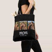 Mom Established Script Black 3 Photo Tote Bag (De près)