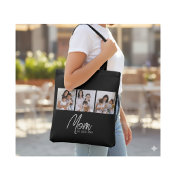 Mom Established Script Black 3 Photo Tote Bag