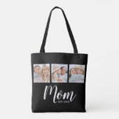Mom Established Script Black 3 Photo Tote Bag (Dos)