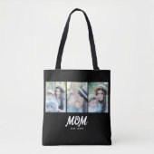 Mom Established Script Black 3 Photo Tote Bag (Devant)