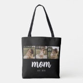 Mom Established Script Black 3 Photos Tote Bag (Dos)