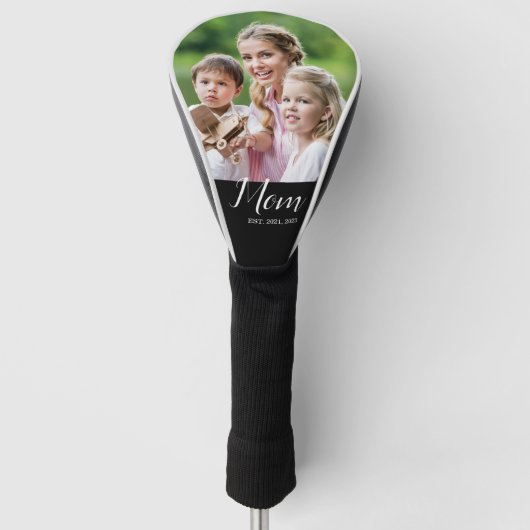 Mom Established Script Black Photo  Golfheadcover (Voorkant)