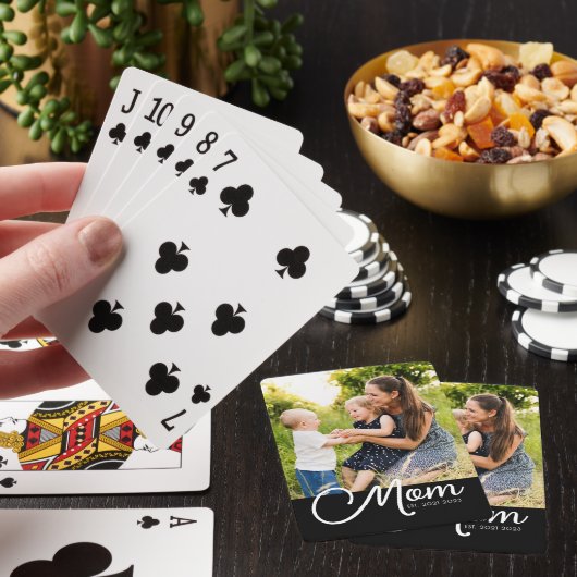 Mom Established Script Black Photo  Pokerkaarten (Insitu)