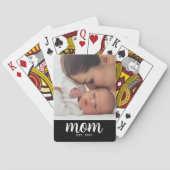 Mom Established Script Black Photo Pokerkaarten (Achterkant)