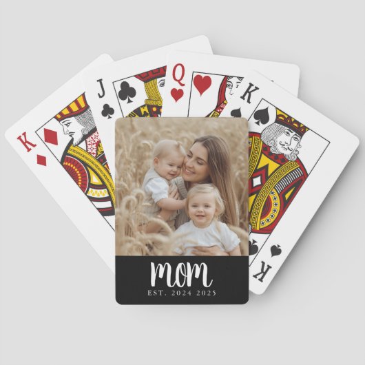 Mom Established Script Black Photo Pokerkaarten (Achterkant)