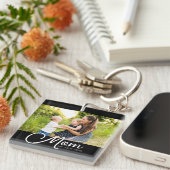 Mom Established Script Black Photo Sleutelhanger (Voorkant Rechts)