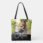 Mom Established Script Black Photo Tote Bag (Achterkant)
