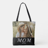 Mom Established Script Black Photo  Tote Bag (Dos)