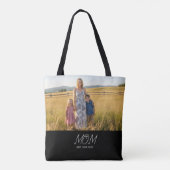 Mom Established Script Black Photo Tote Bag (Dos)