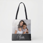 Mom Established Script Black Photo Tote Bag (Voorkant)