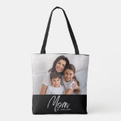 Mom Established Script Black Photo Tote Bag (Dos)
