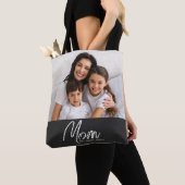 Mom Established Script Black Photo Tote Bag (De près)
