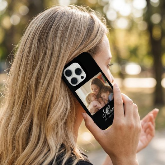 Mom Established White Elegant Script Photo