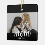 Mom Established White Script Photo Keramisch Ornament (Links)