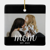 Mom Established White Script Photo Keramisch Ornament (Achterkant)