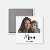 Mom Established Year Black Modern Script  Magneet (Voorkant / Achterkant)