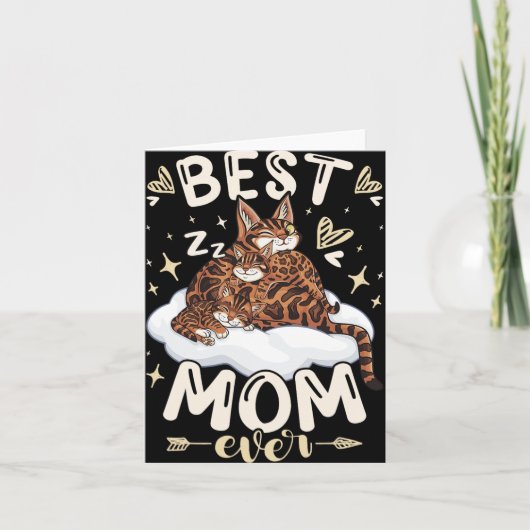 Mom Ever, Bengal Cat 2 Kittens, Mother's Day, Moth Kaart (Voorkant)